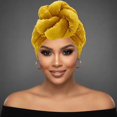 Sculpted Floral Knot Accent Turban Hair Wrap