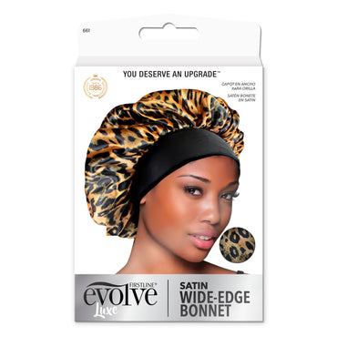 SATIN WIDE-EDGE BONNET, LEOPARD PRINT