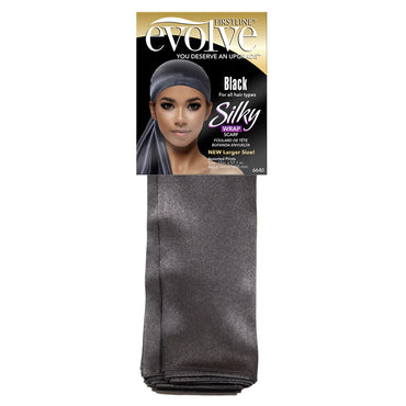 SILKY WRAP SCARF, BLACK