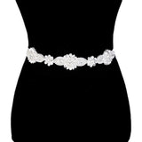 Floral Crystal Sash Ribbon Bridal Wedding Belt Headband