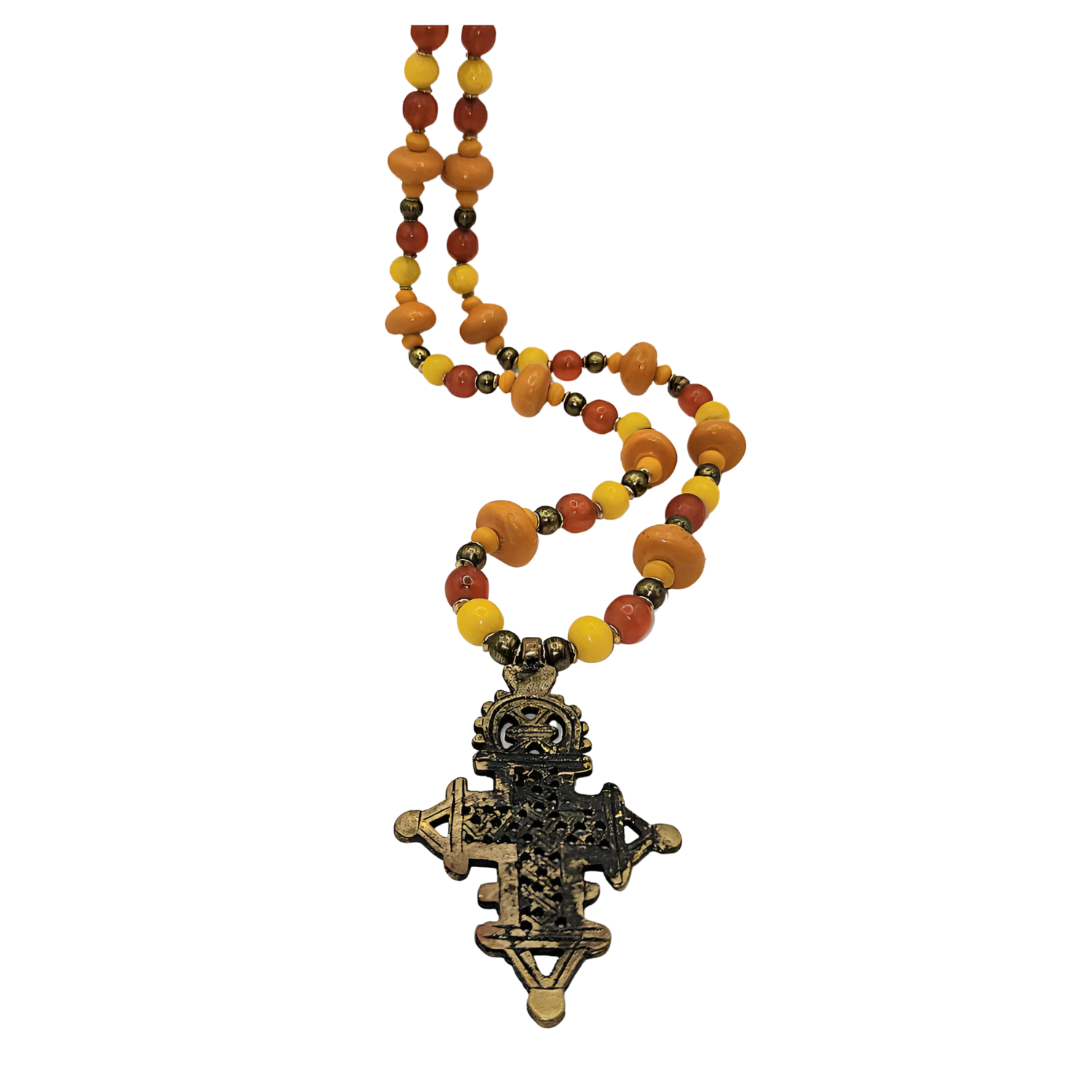 Vintage Style Brass Ethiopian Coptic Cross Pendant