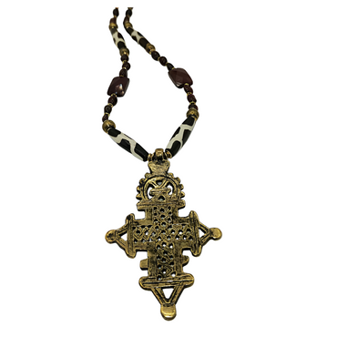 Vintage Style Brass Ethiopian Coptic Cross Pendant