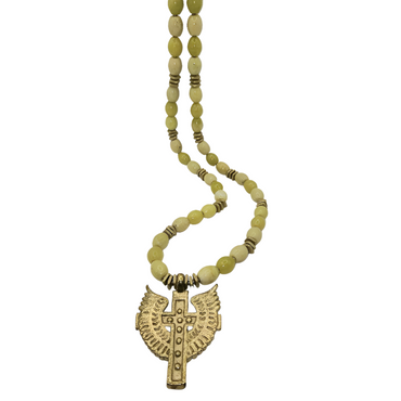 Angel Wing Ethiopian Brass Cross Pendant