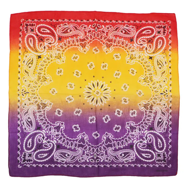 Paisley Vibrant Ombre Gradient Cotton Bandana