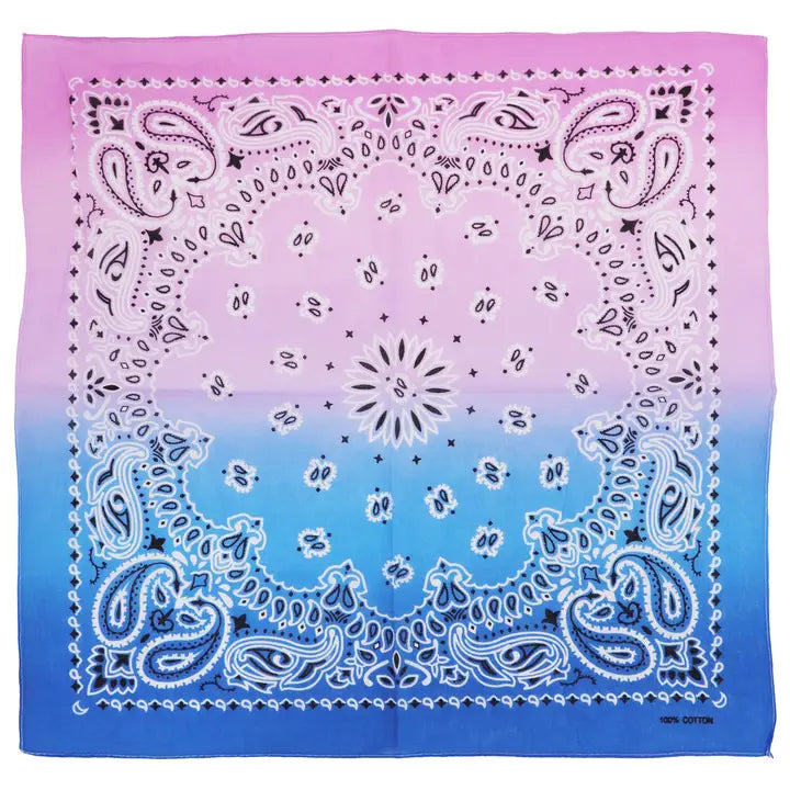 Paisley Vibrant Ombre Gradient Cotton Bandana