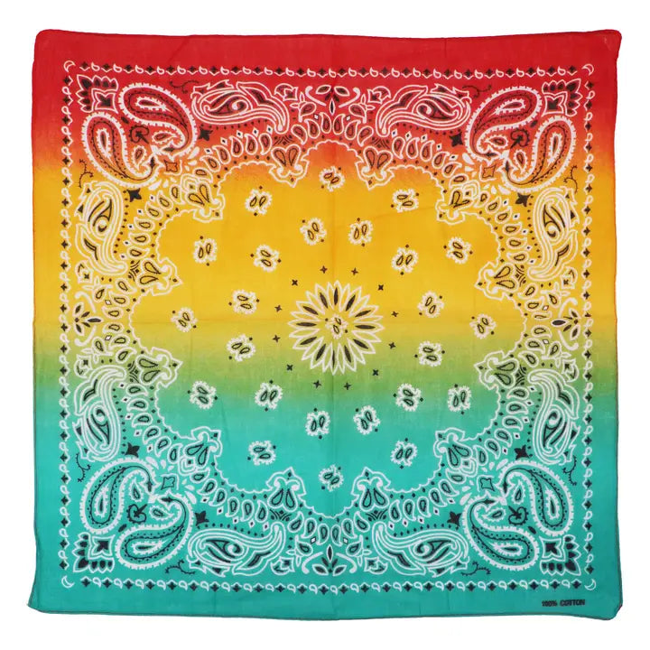 Paisley Vibrant Ombre Gradient Cotton Bandana