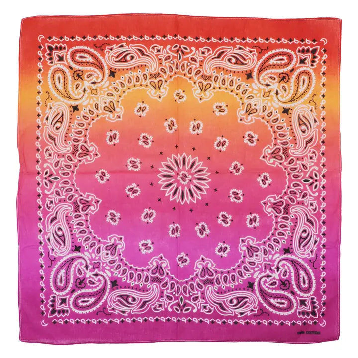 Paisley Vibrant Ombre Gradient Cotton Bandana