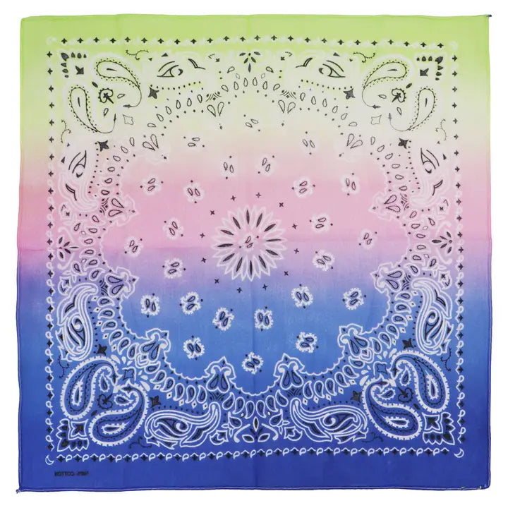 Paisley Vibrant Ombre Gradient Cotton Bandana