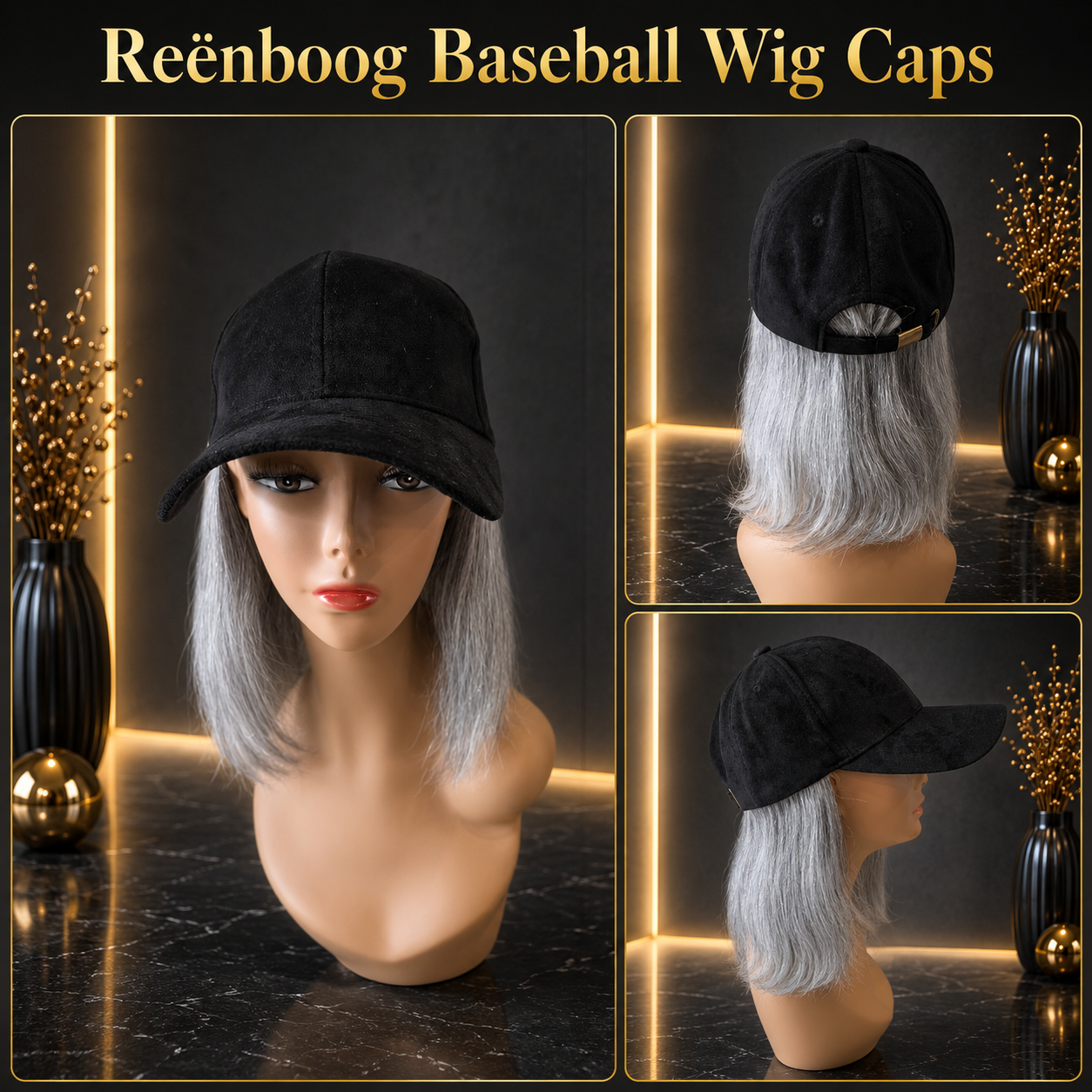 Classic Micro Suede Baseball w/ Silver Fox Human Hair Aprox. 10" 51