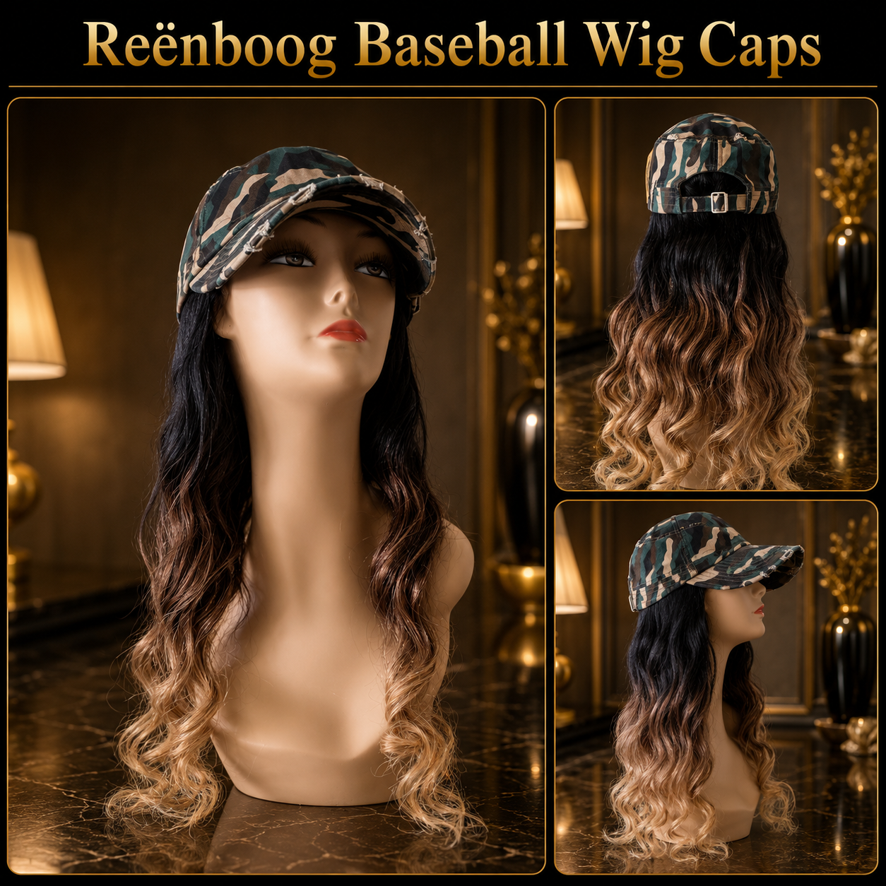 Distress Army Cap w/ Ombre 1B/Blond Aprox.20" Camo