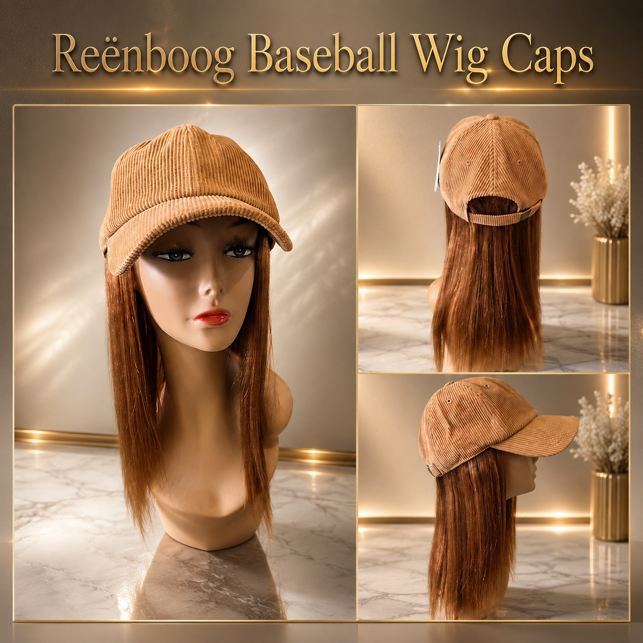 Corduroy Baseball Cap w/Indian Remy Human Hair Aprox. 14" #30
