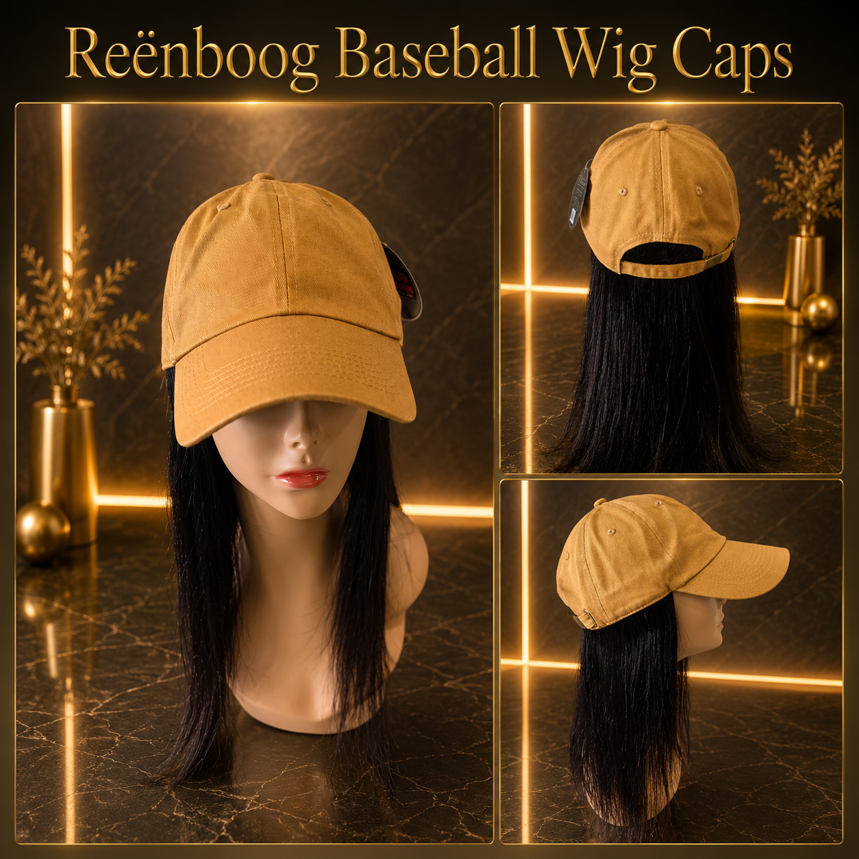 Cotton Baseball Cap w/ Indian Remy Human Hair Aprox.16"