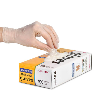 Powder-Free Clear Vinyl Disposable Gloves - 100 ct.