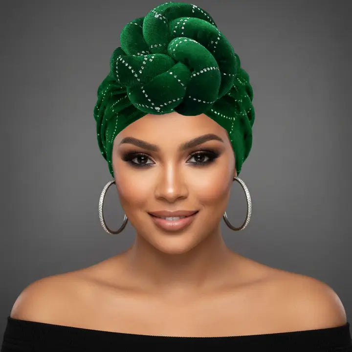 Elegant Rhinestone Studded Knot Turban Hair Wrap