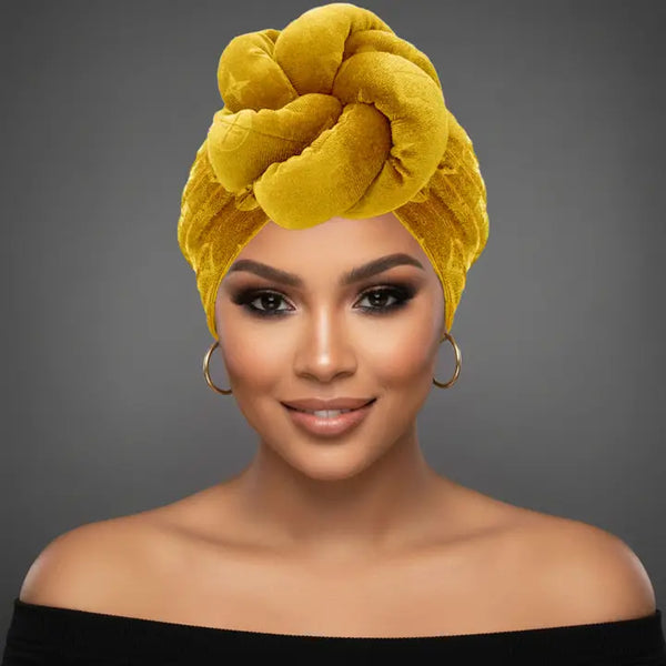 Sculpted Floral Knot Accent Turban Hair Wrap
