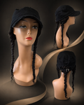 Distress Black Army Cap w/ Mongolian Kinky Curly Hair Approx. 20"