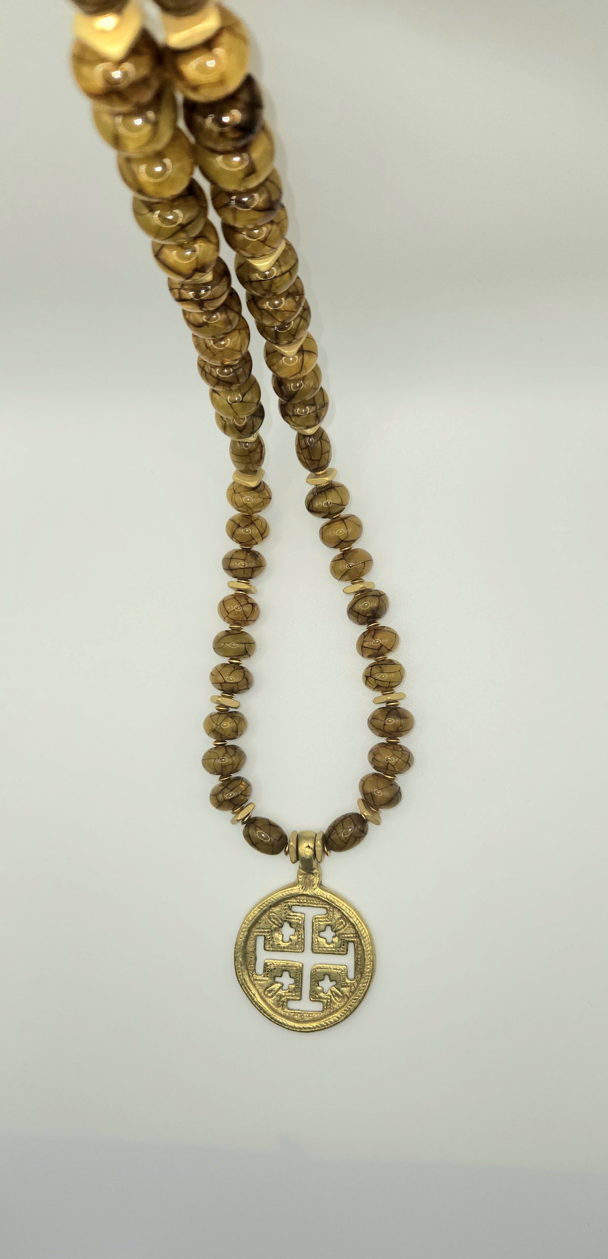 Jerusalem Cross w/Reconstructed Amber