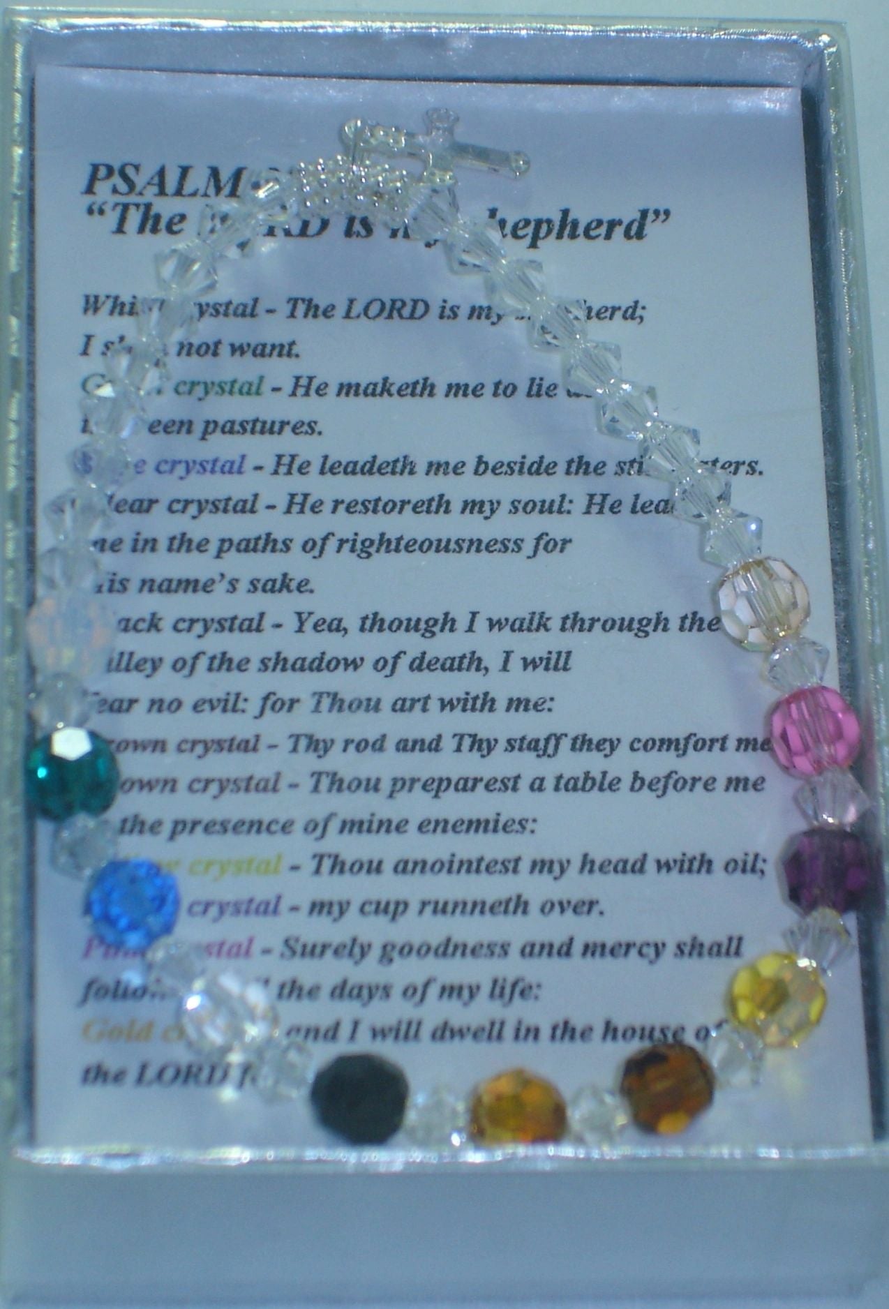 Psalm 23 Crystal Bracelet 6mm Round Beads